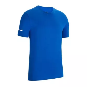 royal blue nike swoosh t-shirt on sleeve