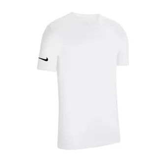 white nike swoosh t-shirt on sleeve