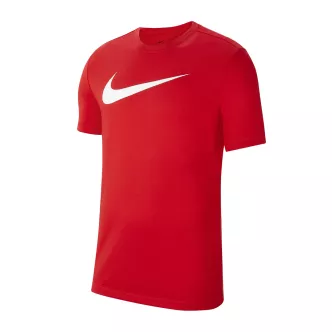 red nike t-shirt with white swoosh