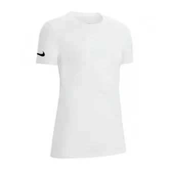 women's white nike swoosh t-shirt on sleeve