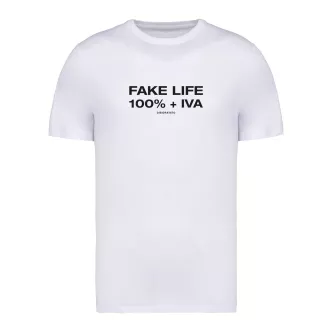White unisex fake life T-shirt organic cotton